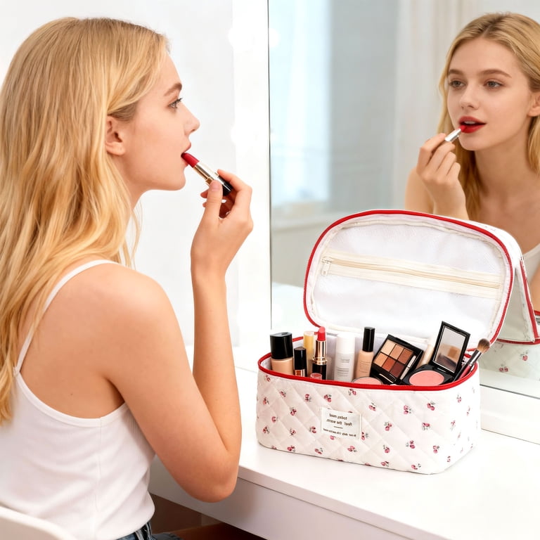Gynky Floral Cotton Makeup Bag, Large Capacity photo 2