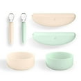 thumbnail image 2 of YOOFOREA 6 Piece Silicone Baby Feeding Set I Roll Up Bibs, Bowls, Spoons, for Babies Toddlers Boys Girls I 100% Food Grade Silicone I BPA BPS PVC Free, Dishwasher Safe, Easy to Clean (Tea & Cream), 2 of 8