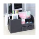 thumbnail image 4 of Organizador de escritorio multifunción de cuero con estructura de madera, caja de almacenamiento para lápices, bolígrafos, teléfonos celulares, tarjetas de presentación comerciales, soporte, 4 of 5