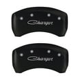 thumbnail image 2 of MGP 4 Caliper Covers Engraved Front & Rear Cursive/Charger Matte Black finish silver ch, 2 of 2