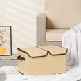 thumbnail image 5 of Unique Bargains Fabric Storage Bin Cube with Handle and Lid Collapsible Basket Beige, 5 of 7