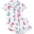 thumbnail image 2 of Emy Dola Funny Graphic Pajamas for Women Button Down Short Sleeve Top and Shorts Pjs Sets Summer Sleepwear S-XXL, 2 of 9