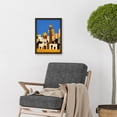 thumbnail image 2 of Klimt Style Moroccan Cityscape Blue Gold Artwork Framed Wall Art Print A4, 2 of 4