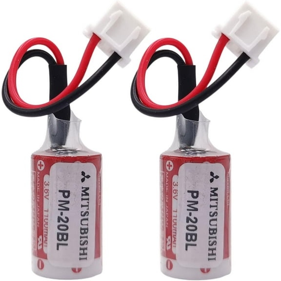 (Pack of 2 ER3 3.6V 1100mAh Li-ion PLC Battery for Mitsubishi PM-20BL F940 PLC Battery with White Plug