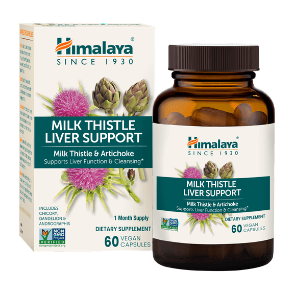 Himalaya Milk Thistle Liver Support Capsules, 60 Count, Supports Liver Function & Cleansing