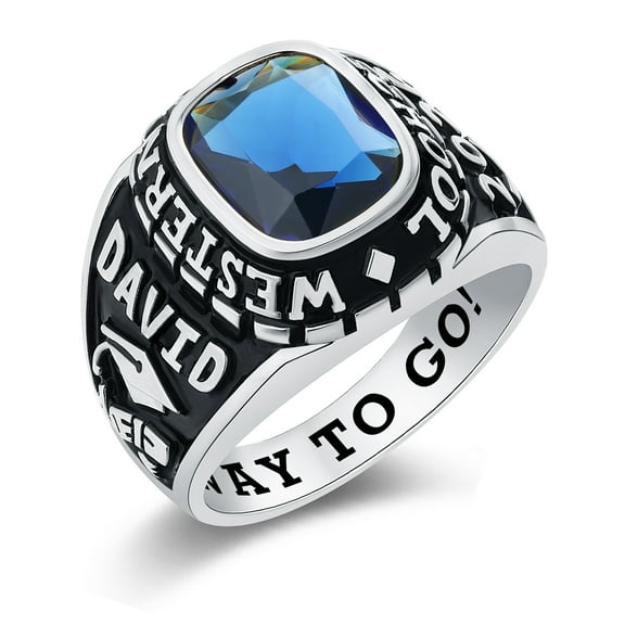 Mementos PJM Custom X-Large Men's Class Ring 10kt White Gold for High School & College Graduation