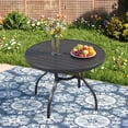 thumbnail image 2 of CHINNLUU 41” Patio Outdoor Dining Table, Wood-Grain Patio Round Table with Umbrella Hole, All-Weather Metal Dining Table for Party, Lawn & Garden, 2 of 11