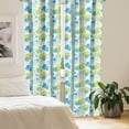 thumbnail image 2 of Ambesonne Floral Curtains, Pastel Whimsical Doodle, Pair of 28"x84", Blue Green White, 2 of 5