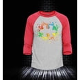 thumbnail image 2 of Shop4Ever Men's Autism Awareness Splatter Paint Puzzle Piece Raglan Baseball Shirt Small Black/White, 2 of 4