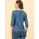 thumbnail image 4 of Disfraz de Halloween Allegra K Blusa Polka Dots con cuello Peter Pan 3/4 mangas Gris azul L, 4 of 5