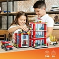 thumbnail image 6 of Honchoes City Fire Station Building Set Truck Helicopter for Boys Compatible with Lego 748Pcs, 6 of 8