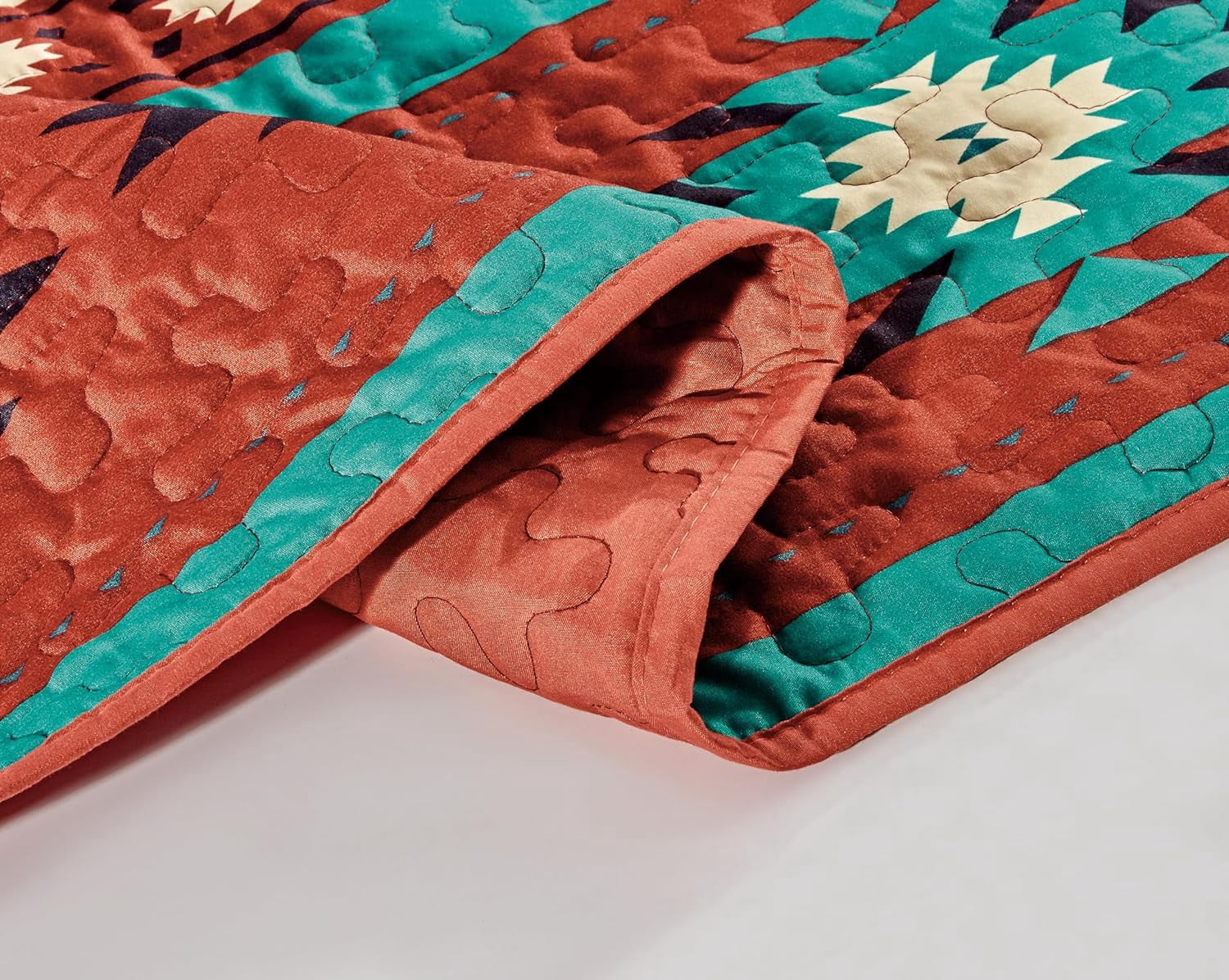 Chezmoi Collection Prescott 3-Piece Southwestern Multi-Color Red Quilt Bedspread Set, King