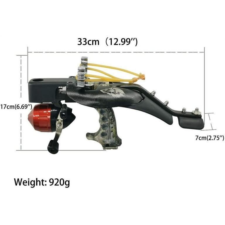 Fishing Slingshot Set Reel Darts High Velocity Catapult Bowfishing Hunting Kit, Size: One size, Black