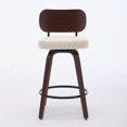 thumbnail image 4 of Hassch Swivel Counter Height Bar Stools Set of 2, Faux Leather Upholstered Seat with Wooden Legs & Metal Foot Ring, 350lbs Weight Capacity, Beige, 4 of 10