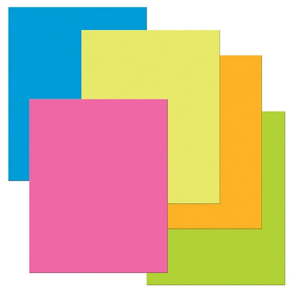 Premium Coated Poster Board, 5 Assorted Neon Colors, 22" X 28", 25 Sheets