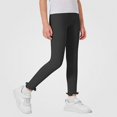 thumbnail image 3 of Teylalorva Girls Leggings Ice Silk Ruffle Trim Thin Breathable Summer Comfy Casual Long Trousers for Kids（1-10） Black Size 3-4Years, 3 of 7