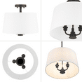 thumbnail image 6 of Prominence Home Billet Matte Black 3-Light Convertible Pendant/Semi-Flush with Fabric Shades, 6 of 16