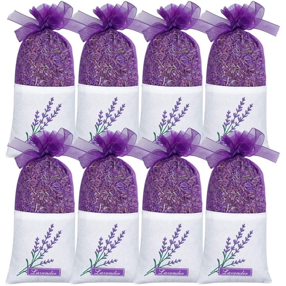 Lavender Sachet - Moth Repellent Sachets (8 Pack) Home Fragrance for Drawers and Closets. Natural Clothes Moths Repellant Dried Lavendar Flowers with Long-Lasting Aroma