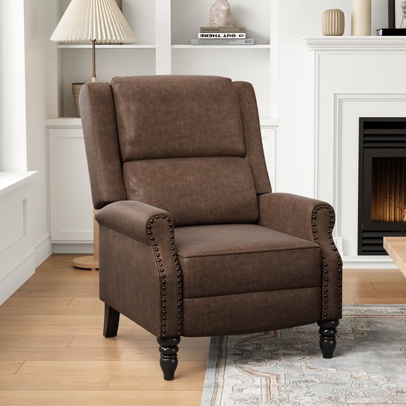 LiviNest Pushback Recliner Chair: Compact Faux Leather Design - RV & Small Space Living Room Bedroom Office Seating with Back Support & Easy Assembly