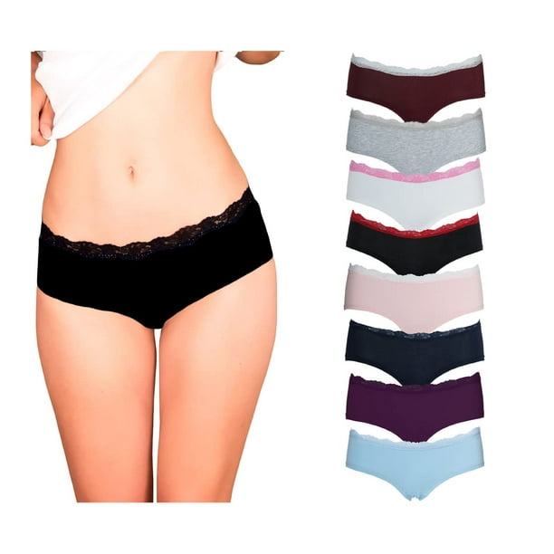 Emprella Womens Lace Underwear Hipster Panties Cotton, Spandex - 8