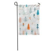 KDAGR Cold Ski People Skiing in The Snowing Forest Christmas Winter Garden Flag Decorative Flag House Banner 28x40 inch