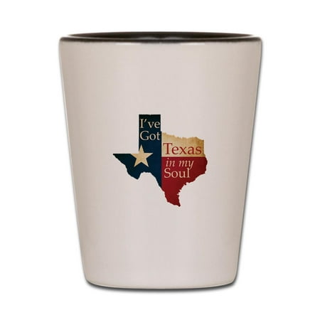 

CafePress - Texas In My Soul - White/Black Shot Glass Unique and Funny Shot Glass