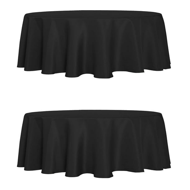 LUSHVIDA 2 Pack Black Tablecloths 90 inch Round Table Cloth Polyester ...