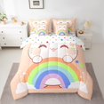 thumbnail image 2 of Manfei Kawaii Orange Cat Bedding Comforter Set 7-Piece for Kids, Cartoon Rainbow King Bedding Sets, Cute Stars Print Reversible Bed Sheets, Breathable Home Decor, 2 of 7
