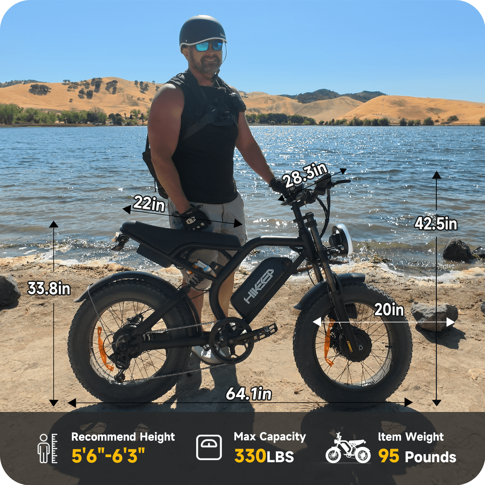 Dual Motor Electric Bike for Adults, 20" Fat Tires Ebike, Dirt Mountain Bike, 48V 15Ah E-bike for Men, UL2849, Black