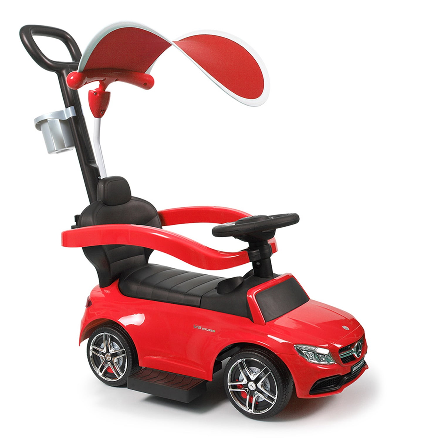 CIPACHO Licensed Mercedes 3-in-1 Ride On Push Car, Stroller Sliding Walking Car with Canopy Belt, Under Seat Storage, Parental Handle, Armrest Guardrails, Toy Push Car, Red CIPACHO Licensed Mercedes 3-in-1 Ride On Push Car, Stroller Sliding Walking Car with Canopy Belt, Under Seat Storage, Parental Handle, Armrest Guardrails, Toy Push Car, Red
