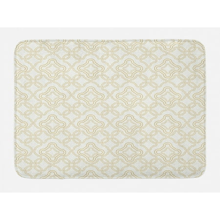 Ivory Bath Mat Geometric Shabby Chic Motif With Classic Effect
