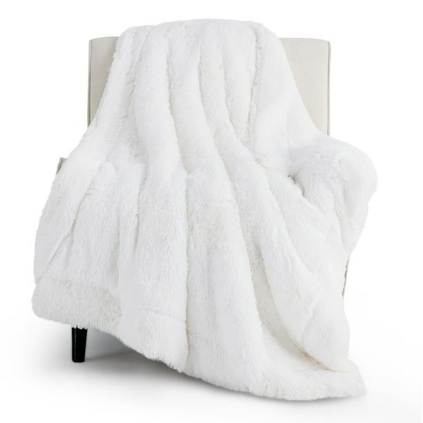 Manta de cama de color blanco suave para sofá o cama de 50 x 60 cm