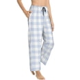 thumbnail image 3 of Kdxio Women's Comfy Stretch Blue CheckboardPrint Drawstring Pajama Pants-Medium, 3 of 9