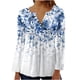 thumbnail image 1 of ICHUANYI Clearance Women Fashion Summer Sexy Fold Printed Regular Women Long Sleeves V Neck Button(Blue, XL) ICHUANYI WER2023080807686, 1 of 4