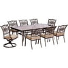 Hanover Traditions 9-Piece Dining Set in Tan with Extra Large Glass-Top Dining Table