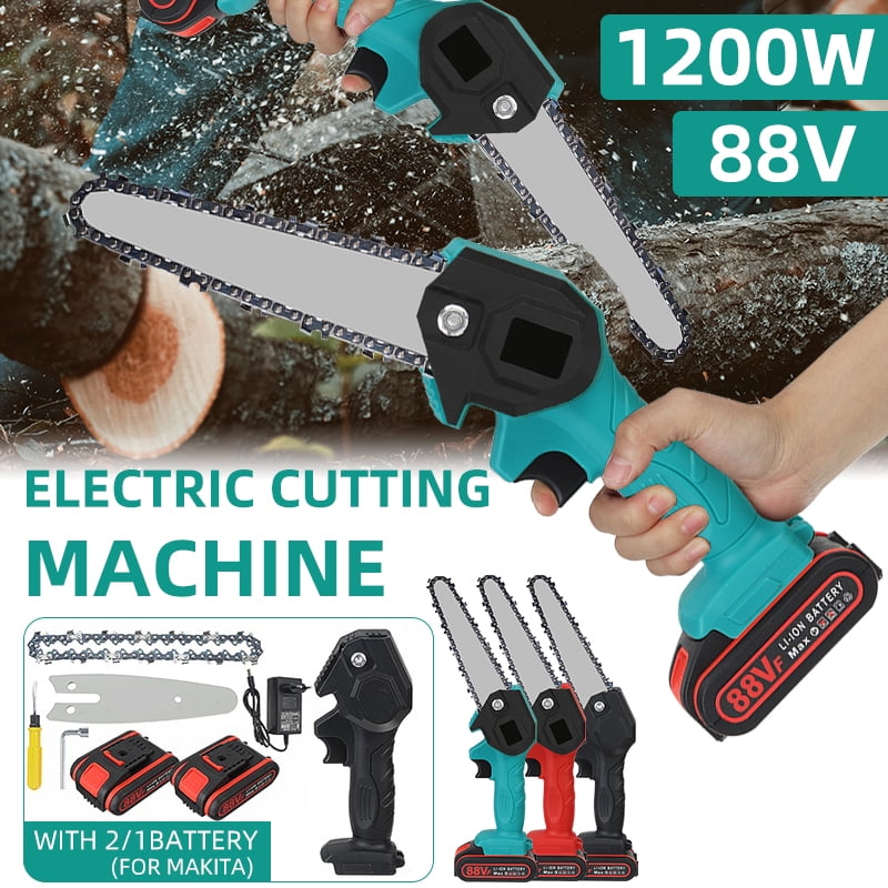 Details about    10000rpm 6inch Cordless Chainsaw Electric One-Hand Saw Woodworking Wood Cutter 
