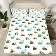 thumbnail image 2 of Manfei Excavator Bulldozer Twin Sheet Sets,Construction Vehicles Twin Fitted Sheet,Yellow White Blue Flat Sheet For Boys Kids,Super Cozy Room Decor,3pcs, 2 of 7