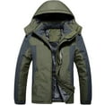 thumbnail image 4 of Wutalume Unisex Colorblock Zipper Pocket Hooded Jacket, Men's Casual Plush Jacket with Water-Resistant Finish, Warm Lining for Outdoor Adventures and Daily Protection,Army Green L, 4 of 6
