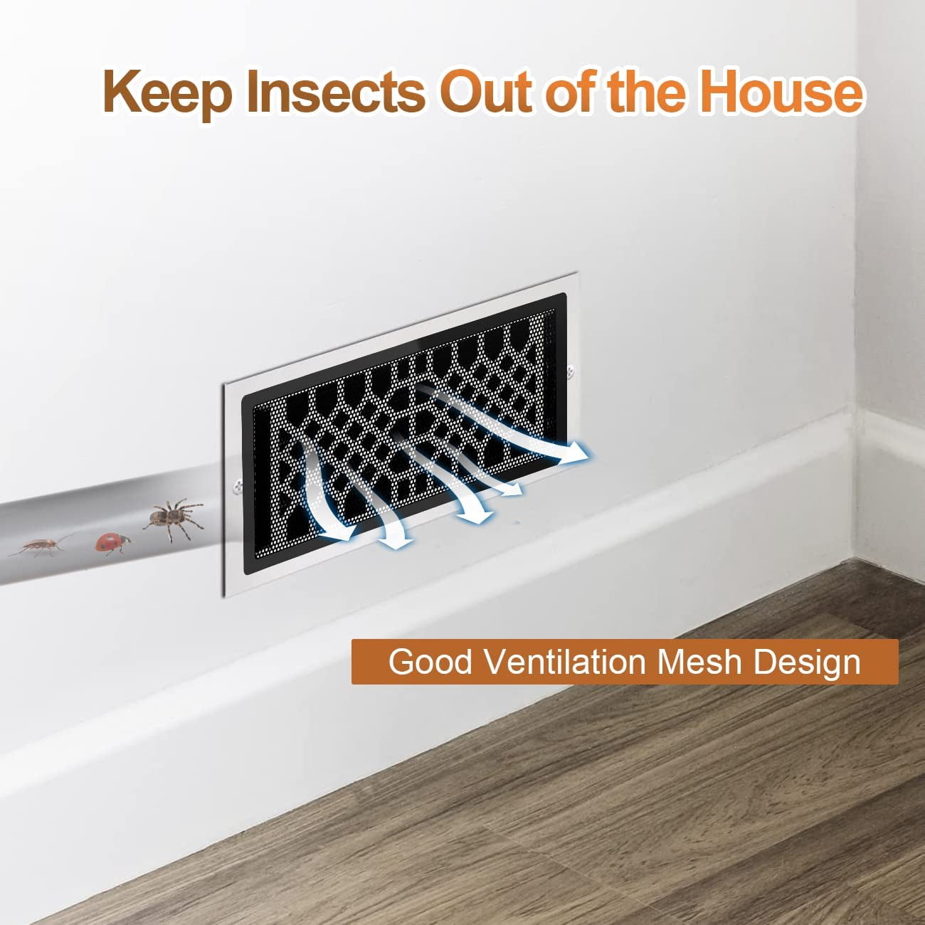 8 Pack Floor Vent Covers, 4"x10" Floor Vent Mesh Covers,Vent Covers for Home Floor Rectangle Air Vent Screen Cover Magnetic Vent Filters for Wall/Ceiling/Floor Air Vent Filters, Black