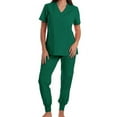 thumbnail image 2 of LSLJS Scrubs for Women Set Modern V-Neck Top and Jogger Pants, Casual Scrubs Set Solid Top and Pants for Nurse Esthetician Workwear, S-2XL, 2 of 3