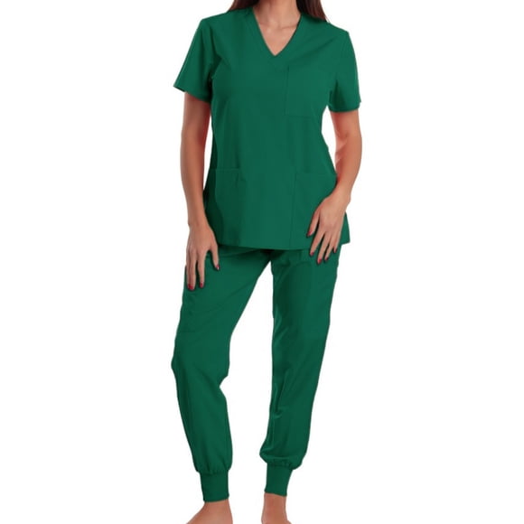 WRKEKC Scrubs for Women V-Neck Short Sleeve Set for Nurse Comfortable Work Uniform and Medical Wear