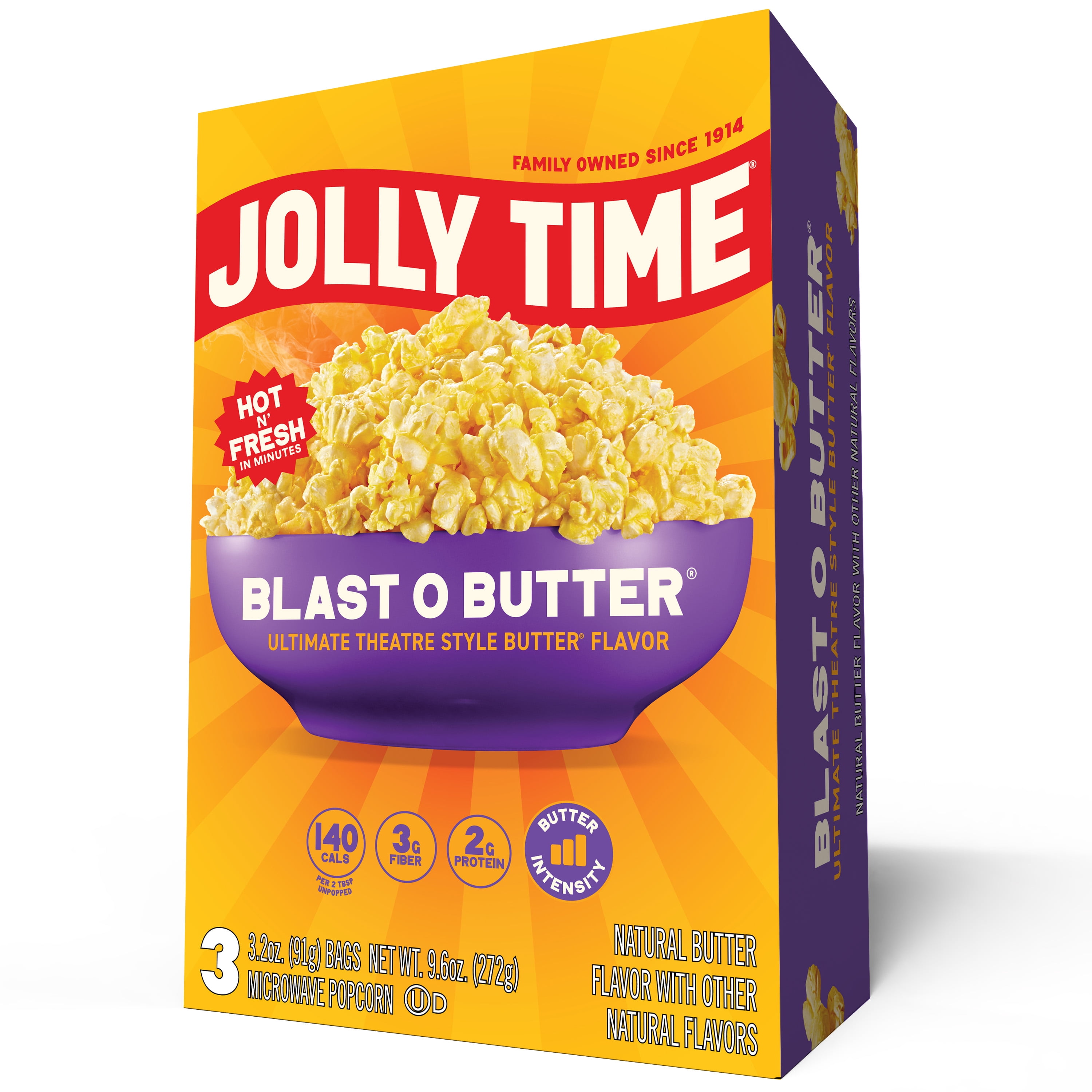 Jolly Time Blast O Butter Ultimate Theatre Style Butter Microwave Popcorn 9.6 oz, 3 Ct.  Gluten-Free