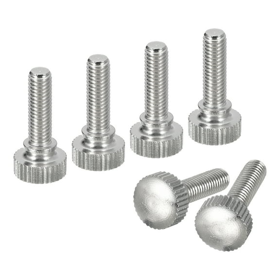 M5x16mm Knurled Thumb Screws, 6 Pack Brass Thumb Screws with Shoulder, Silver Tone
