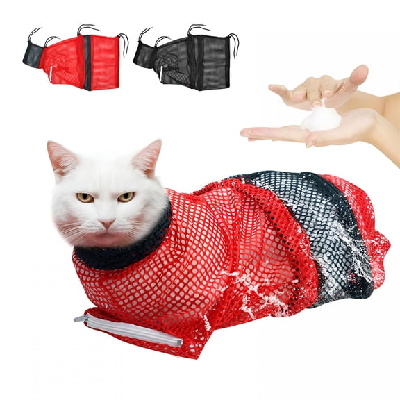 GASTROPOD Cat Bathing Bag Breathable Mesh Cat Shower Bag Anti Scratch Adjustable Cat Washing Grooming Bag for Nail Trimming