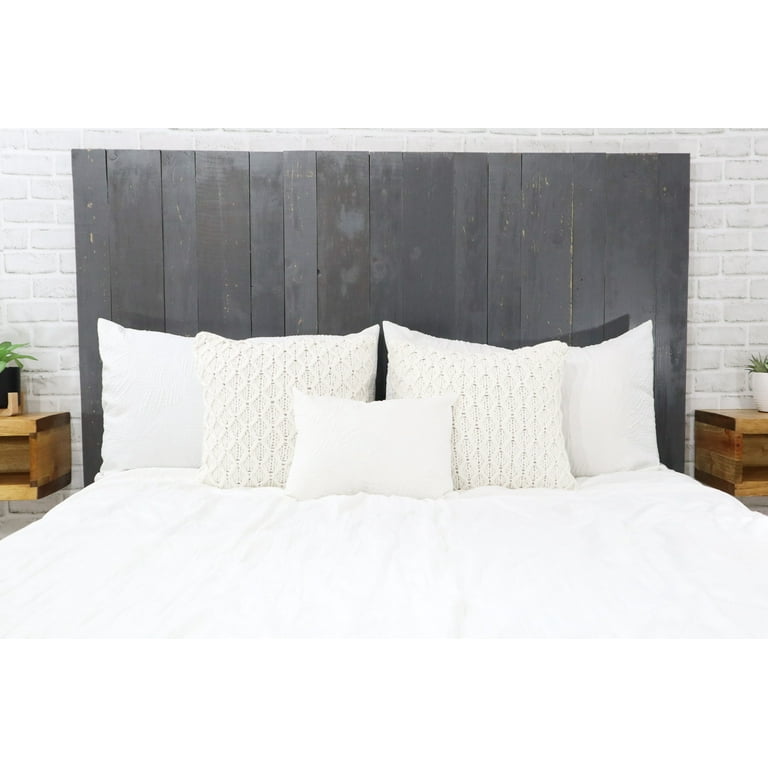 Barn Walls Gray Headboard Rustic Design Weathered Solid Wood Headboard Floating Panels Wall Mount Adjustable Height Easy Assembly Queen Size