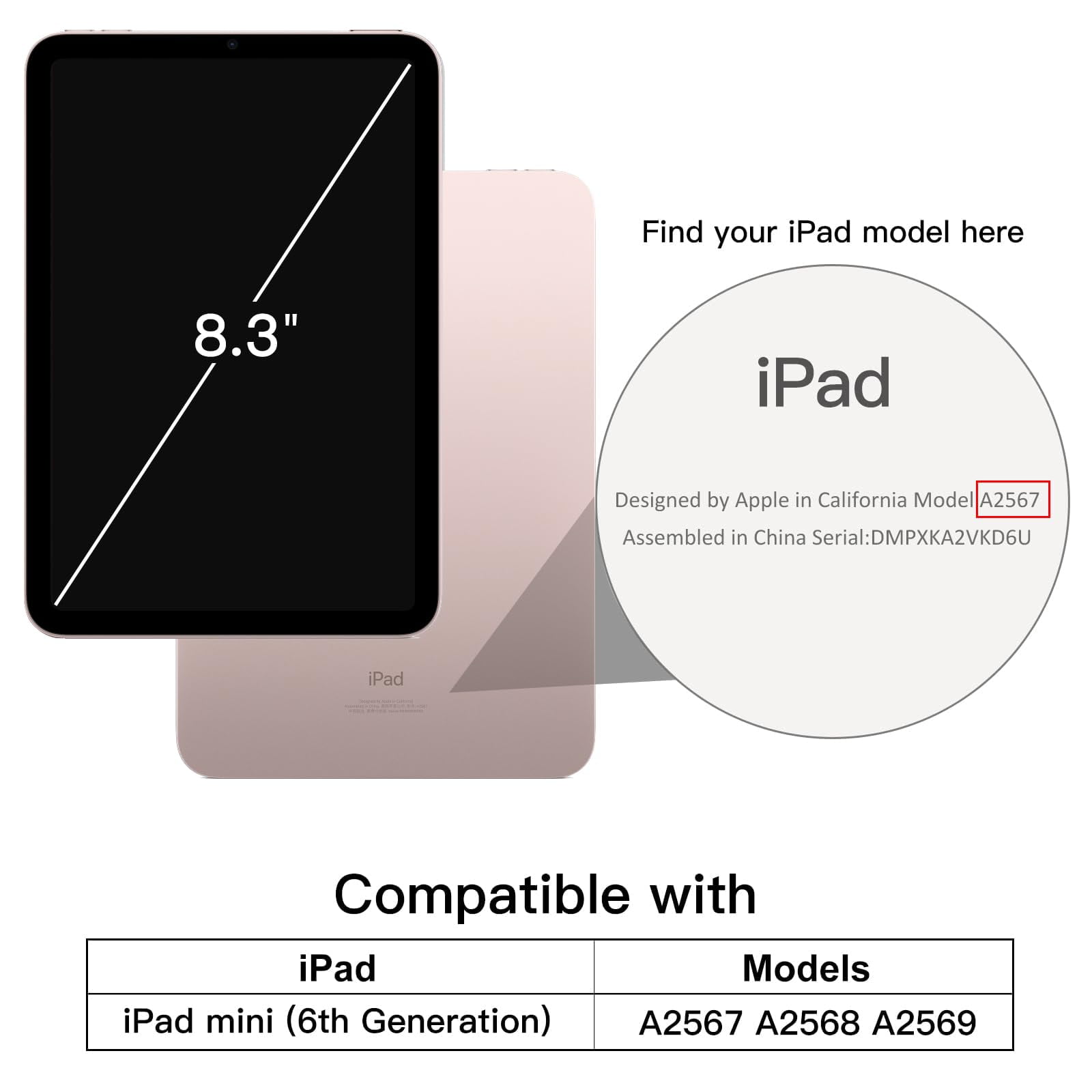 JETech Rotating Case for iPad mini (A17 Pro, 2024 Model, 7th Generation) / mini 6 (2021 Model, 6th Generation) with Pencil Holder, 360 Degree Rotation Protective Stand Cover Clear Back (Pink)