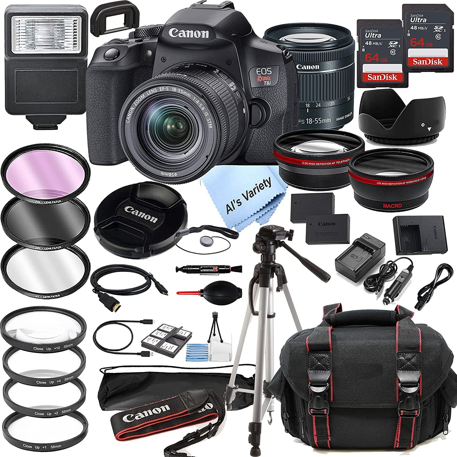 Canon EOS Rebel T8i DSLR Camera w/EFS 1855mm F/45.6 STM Zoom Lens