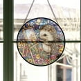 thumbnail image 3 of Boho Hedgehog Painter Stained Glass Window Hanging Suncatcher, Gothic Christmas Ornaments for Fiction Lovers, Dinosaur Room Decor for Nursery New Home Gifts, Stained Glass, 3 of 6