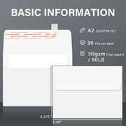 WOW BAGS White Invitation Envelopes 4 3/8 x 5 3/4, 150 Ct, A2 Self-Seal Paper Envelopes for Wedding, Greeting Cards, 4x5 inch
