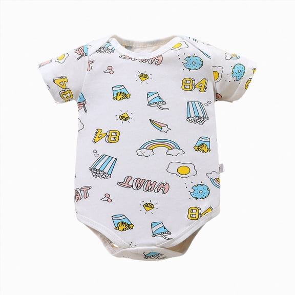 CAUYDY Boy Clothes for Infant Preemie Short Sleeve Jumpsuit for Girl Newborn One-Pieces 0 3 6 9 12 18 24 Months Spring Summer Baby Sleepwear Sizes 9-12 Months,White